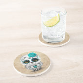 Blauwgroen dag van de dode suikerschedel, hoest zandsteen onderzetter (Zijkant)