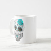 Blauwgroen dag van de dode suikerschedel koffiemok (Voorkant links)