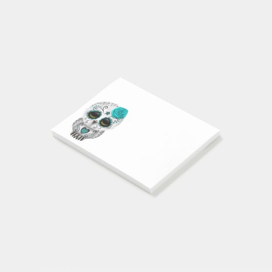 Blauwgroen dag van de dode suikerschedel post-it® notes (Schuin)