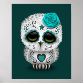 Blauwgroen dag van de dode suikerschedel poster (Voorkant)