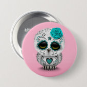 Blauwgroen dag van de dode suikerschedel Roze Ronde Button 7,6 Cm (Voorkant /achterkant)