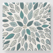 Blauwgroen Dahlia Flower Stenen Onderzetter (Voorkant)