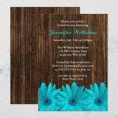 Blauwgroen Daisy Barn Wood Bridal Shower Invitatio Kaart (Voorkant / Achterkant)