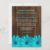 Blauwgroen Daisy Barn Wood Wedding Invitations Kaart (Voorkant)
