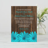 Blauwgroen Daisy Barn Wood Wedding Invitations Kaart (Staand voorkant)