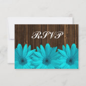 Blauwgroen Daisy Barn Wood Wedding RSVP-reactiekaa RSVP Kaartje (Voorkant)