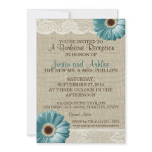 Blauwgroen Daisy en Burlap BBQ bruiloft receptie