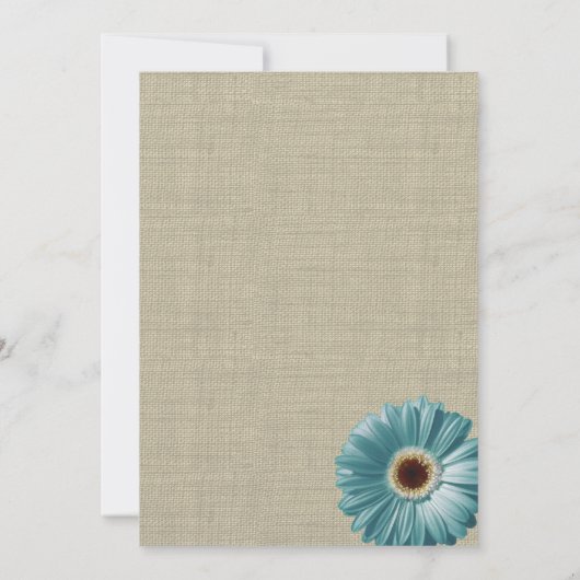Blauwgroen Daisy en Burlap BBQ bruiloft receptie Kaart (Achterkant)