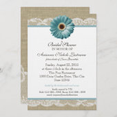 Blauwgroen Daisy en White Lace Vrijgezellenfeest Kaart (Voorkant / Achterkant)