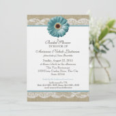 Blauwgroen Daisy en White Lace Vrijgezellenfeest Kaart (Staand voorkant)