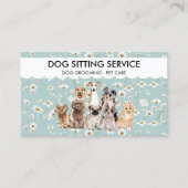 Blauwgroen Daisy Flowers Waterverf Honden Visitekaartje (Voorkant)