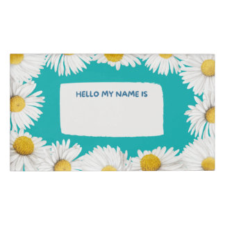Blauwgroen Daisy Naambadge