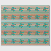 Blauwgroen Daisy Wrapping Paper Cadeaupapier (Vlak)