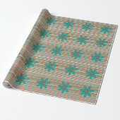 Blauwgroen Daisy Wrapping Paper Cadeaupapier (Uitgerold)