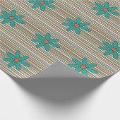 Blauwgroen Daisy Wrapping Paper Cadeaupapier (Hoek)