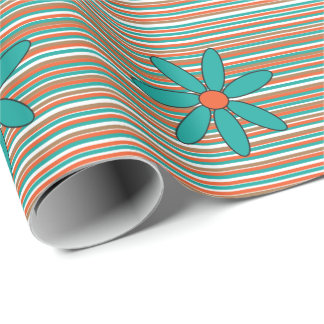 Blauwgroen Daisy Wrapping Paper Cadeaupapier