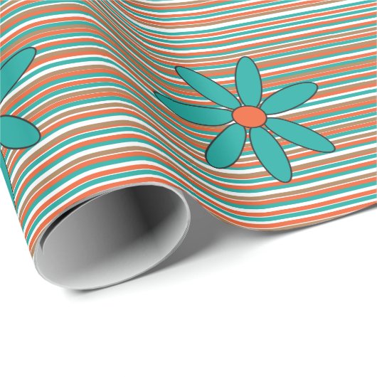 Blauwgroen Daisy Wrapping Paper Cadeaupapier (Rol Hoek)