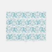 Blauwgroen Dala Horse and White Fleece Blanket (Voorkant (Horizontaal))