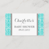 Blauwgroen Damask Baby shower Book Request Kaart (Achterkant)
