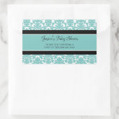 Blauwgroen Damask Baby shower Favor Stickers (Tas)