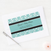 Blauwgroen Damask Baby shower Favor Stickers (Envelop)