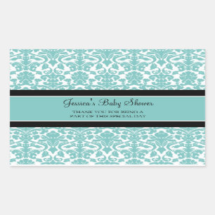 Blauwgroen Damask Baby shower Favor Stickers