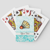 Blauwgroen Damask Badminton Speelkaarten (Achterkant)