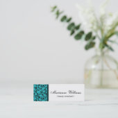 Blauwgroen Damask Beauty Micro Mini Visitekaartjes (Staand voorkant)