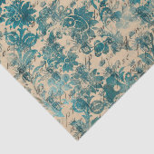 Blauwgroen Damask Bee Tissuepapier (Detail)