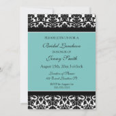 Blauwgroen Damask Bridal Luncheon Invitation Cards Kaart (Achterkant)