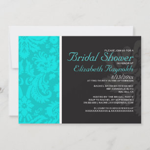 Blauwgroen Damask Bridal Shower-uitnodigingen Kaart