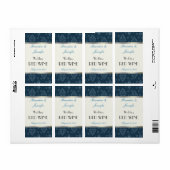 Blauwgroen Damask Bruiloft Mini Wijnlabels Etiket (Full Sheet)