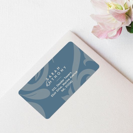  Blauwgroen Damask Classic Wedding Address Label