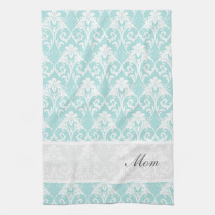 Blauwgroen Damask Custom Tea Towel Kitchen Theedoek