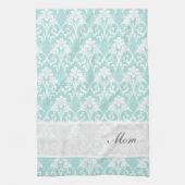 Blauwgroen Damask Custom Tea Towel Kitchen Theedoek (Verticaal)