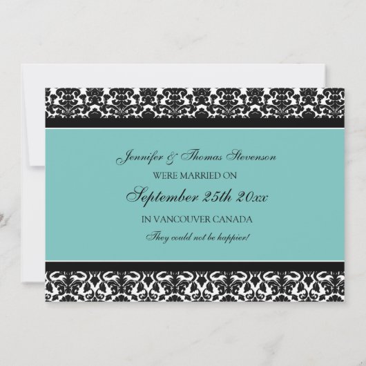 Blauwgroen Damask Elopement koninklijke kaarten (Achterkant)