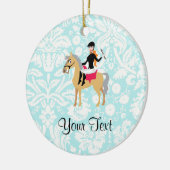 Blauwgroen Damask Equestrian Keramisch Ornament (Links)