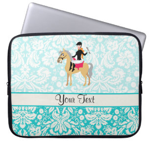 Blauwgroen Damask Equestrian Laptop Sleeve