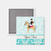 Blauwgroen Damask Equestrian Magneet (Voorkant / Achterkant)