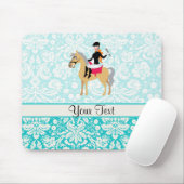 Blauwgroen Damask Equestrian Muismat (Met muis)