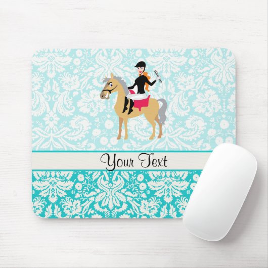 Blauwgroen Damask Equestrian Muismat (Met muis)