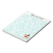 Blauwgroen Damask Equestrian Notitieblok (Linkerzijde)