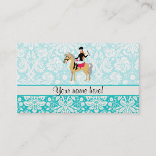 Blauwgroen Damask Equestrian Visitekaartje