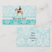 Blauwgroen Damask Equestrian Visitekaartje (Voorkant / Achterkant)