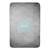 Blauwgroen  Damask Monogram Badmat (Voorkant Verticaal)