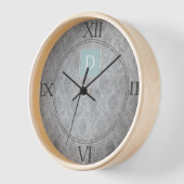 Blauwgroen  Damask Monogram Klok (Hoek)