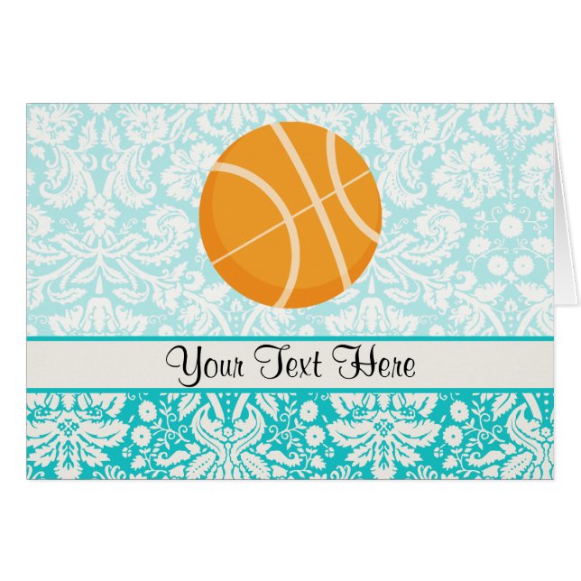 Blauwgroen Damask Patten Basketball (Voorkant Horizontaal)