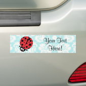 Blauwgroen Damask Pattern Ladybug Bumpersticker (Op auto)
