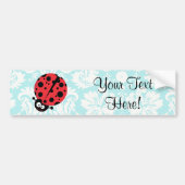Blauwgroen Damask Pattern Ladybug Bumpersticker (Voorkant)