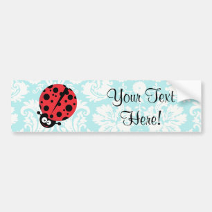 Blauwgroen Damask Pattern Ladybug Bumpersticker
